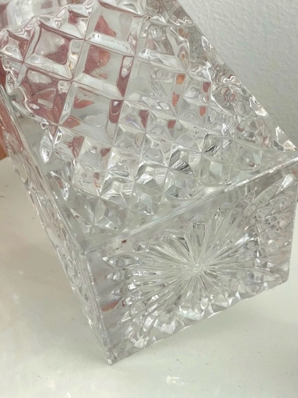 Set of 2 Bohemian Lead Crystal Square Decanter with Stopper & Lismore Snifter